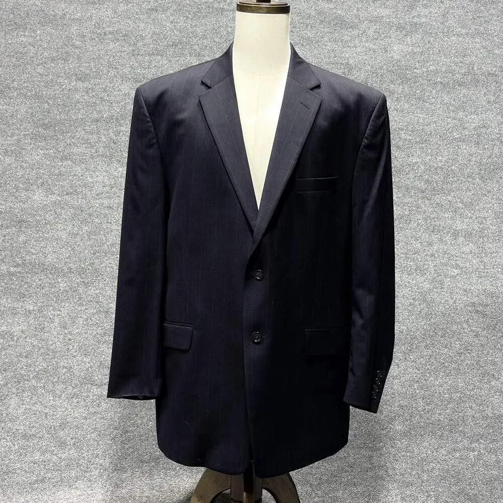 Jos A Bank Blazer Mens 50L Navy Wool Big & Tall 2 Button Sport Coat Jacket